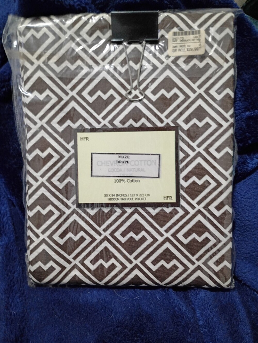 Maze Drape Cotton Curtain in Cocoa and Natural/Off White Background